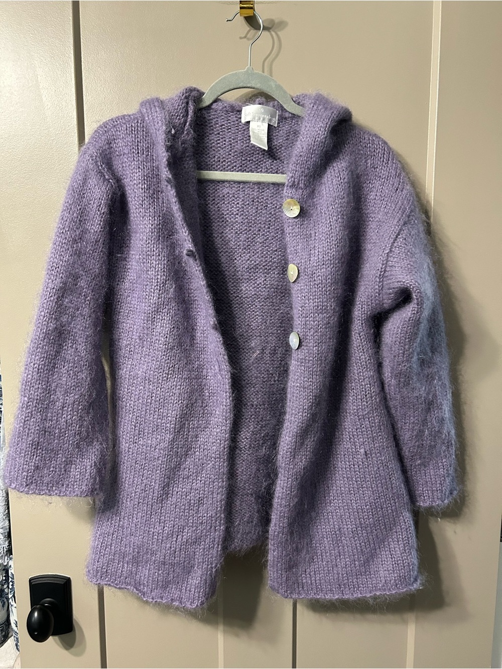 Surroundings Telluride Topper fluffy mohair-blend hood cardigan lavender purple